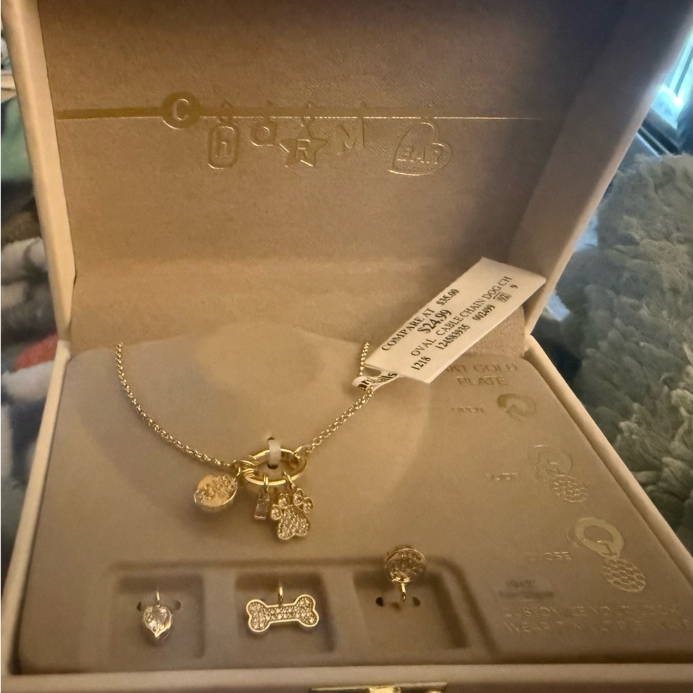 Gold Charm Bracelet with Dog-Themed Charms